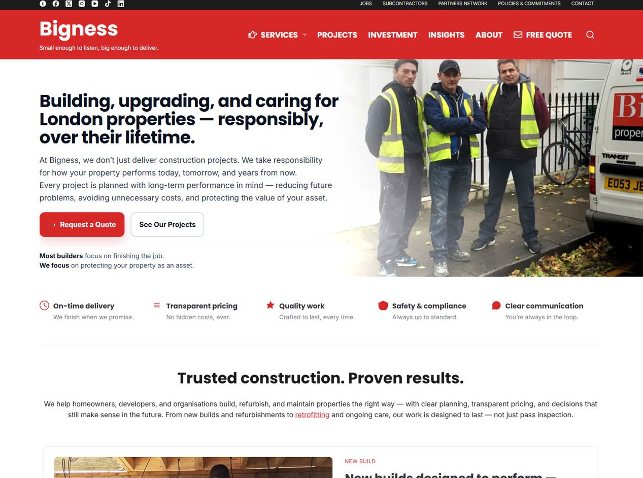 Construction Company – Dedicated landing page, local campaigns and call tracking.